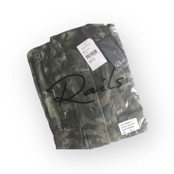 new Rails ✪ Star Camo Print Military Field Utility Jacket ✪ Army Camo Green ✪ XS - Picture 9 of 16
